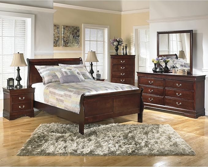 Signature Design by Ashley Alisdair Traditional Full Sleigh Bed, Foundation or Box Spring Needed, Dark Brown