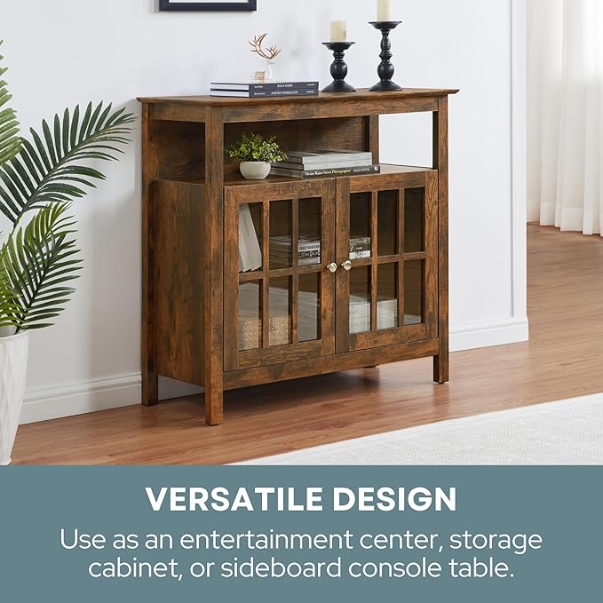 Convenience Concepts Big Sur Highboy TV Stand 36" - Modern Entertainment Center For TVs up to 40", Storage Cabinet for Dining, Living Room, & Entryway, Console Hall Table with Shelves, Barnwood