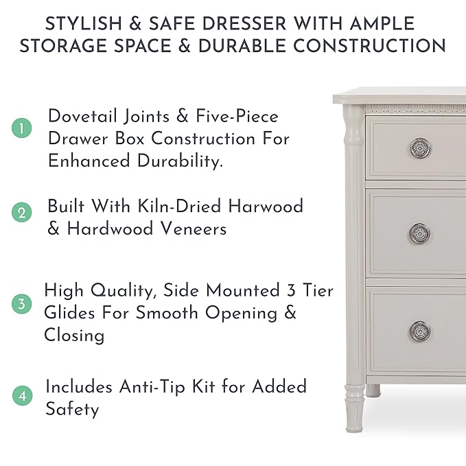 Evolur Julienne 6 Double Dresser Clay, 54x20.30x33 Inch (Pack of 1)