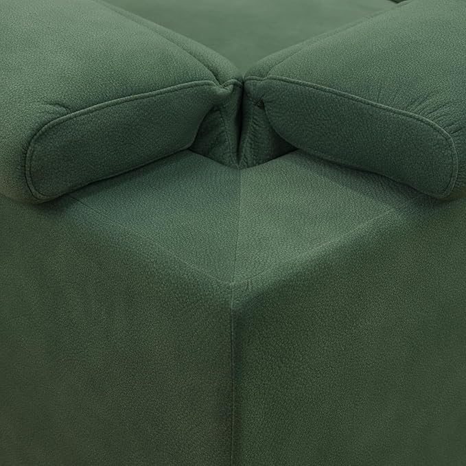 Power Reclining Sectional Sofa Set with USB Ports & Adjustable Headrest, 4-Seater L-Shaped Flannel Recliner Sectional Couch for Living Room,Green