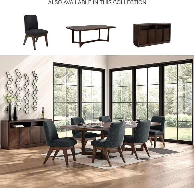 Signature Design by Ashley Kendamor Rectangular Dining Room Extension Table with Table Glide System, Seats up to 8, Wood, 108" Wide with Leaf, Dark Brown