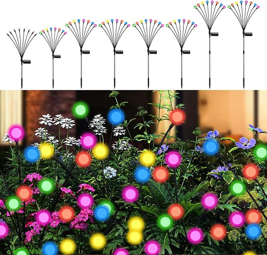 Swaying Solar Firefly Lights Outdoor, 8 Modes RGB Color Changing Firefly Swaying Solar Garden Lights for Outside Christmas Yard Patio Pathway Plant Landscape Garden Decor Multicolor(8 Pack)