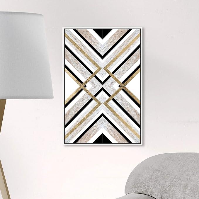 The Oliver Gal Artist Co. Abstract Framed Wall Art Canvas Prints 'Earthy Lux' Geometric Home Décor, 16" x 24", Brown, Gold