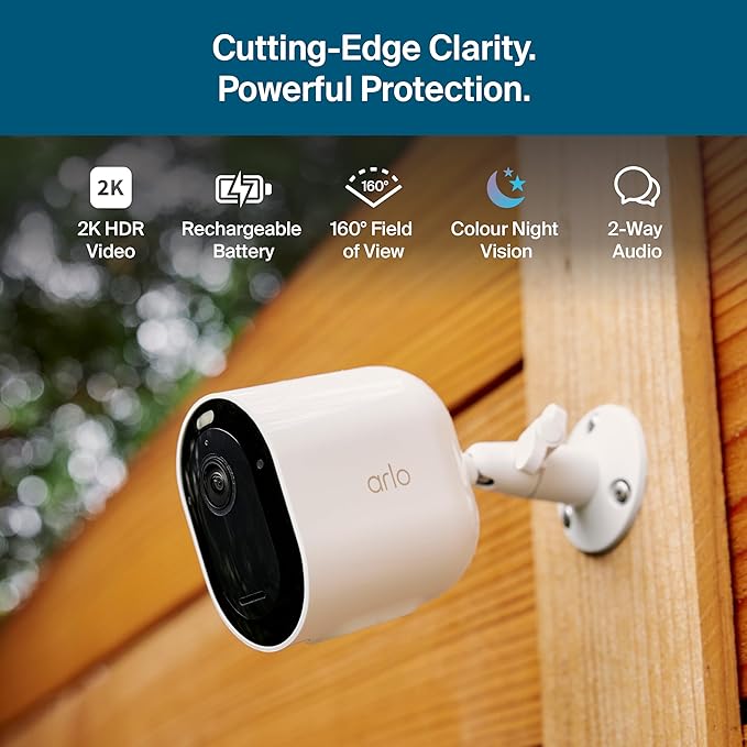 Arlo Pro Security Camera 2K HDR (6th Gen, 2025 Release) 2 Cam + 2 Solar Panels + 6 Months of Secure Plus Plan - Wireless Outdoor Camera, Battery Power, Person, Vehicle & Animal Detection, White