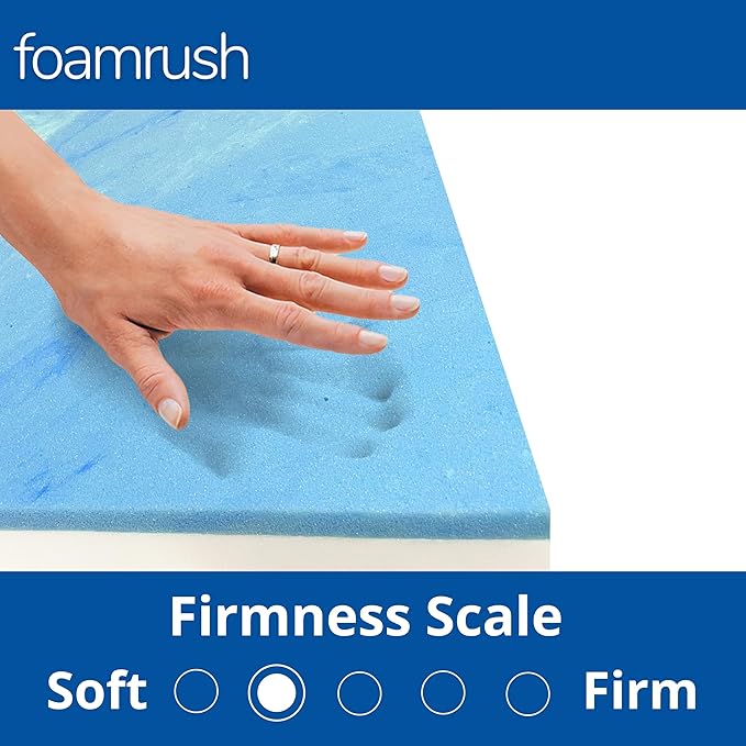 FoamRush 6-Inch Bunk (48" x 80") Mattress Cooling Gel Memory Foam RV Mattress Replacement, Medium Firm, Comfort, Pressure Relief Support, Made in USA, Travel Camper Trailer Truck, Cover Not Included