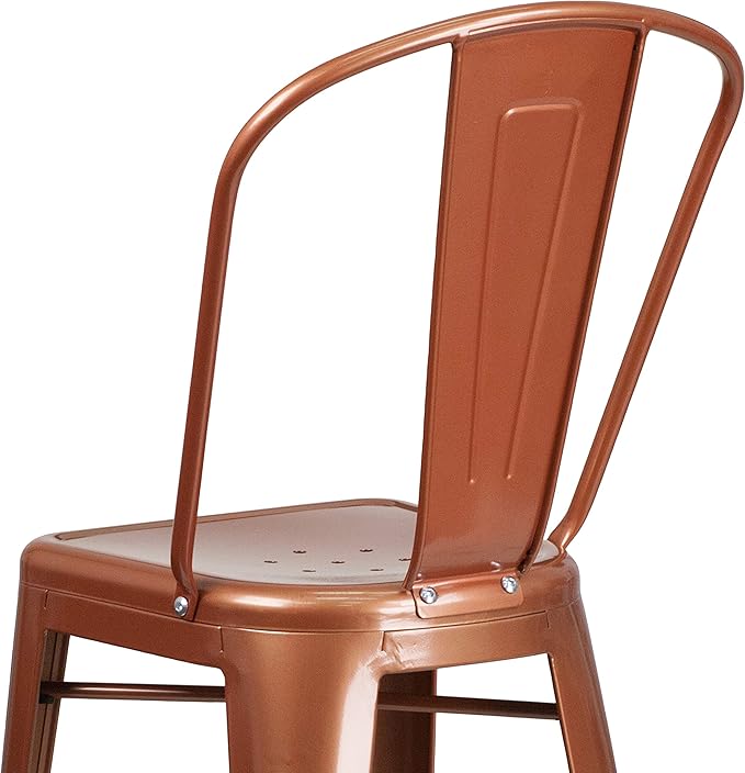 Flash Furniture Blake Commercial Grade 4 Pack 30" High Copper Metal Indoor-Outdoor Barstool with Back