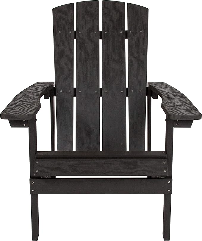 Flash Furniture Charlestown Poly Resin Adirondack Chair - Slate Gray - All Weather - Indoor/Outdoor - Set of 2