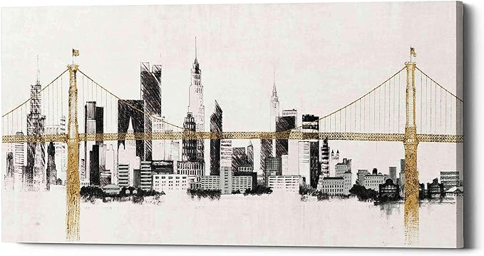 Epic Graffiti 'Bridge And Skyline' by Avery Tillmon, Canvas Wall Art, 30"x60"