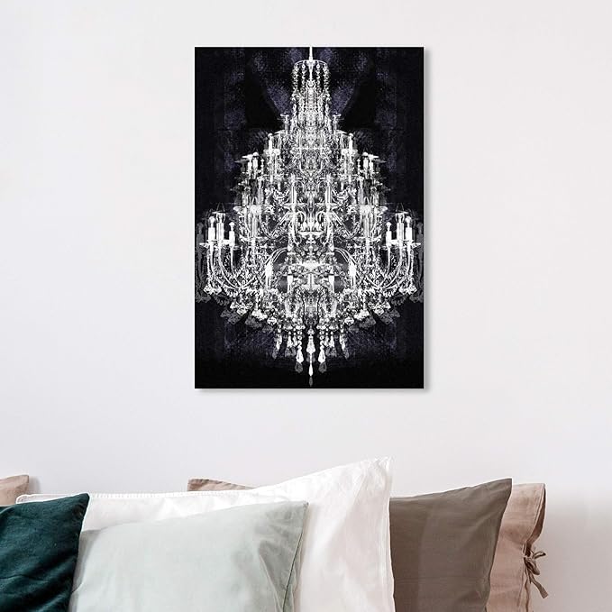 The Oliver Gal Artist Co. Fashion and Glam Wall Art Canvas Prints 'Montecarlo Crystal' Home Décor, 16 in x 24 in, White, Black