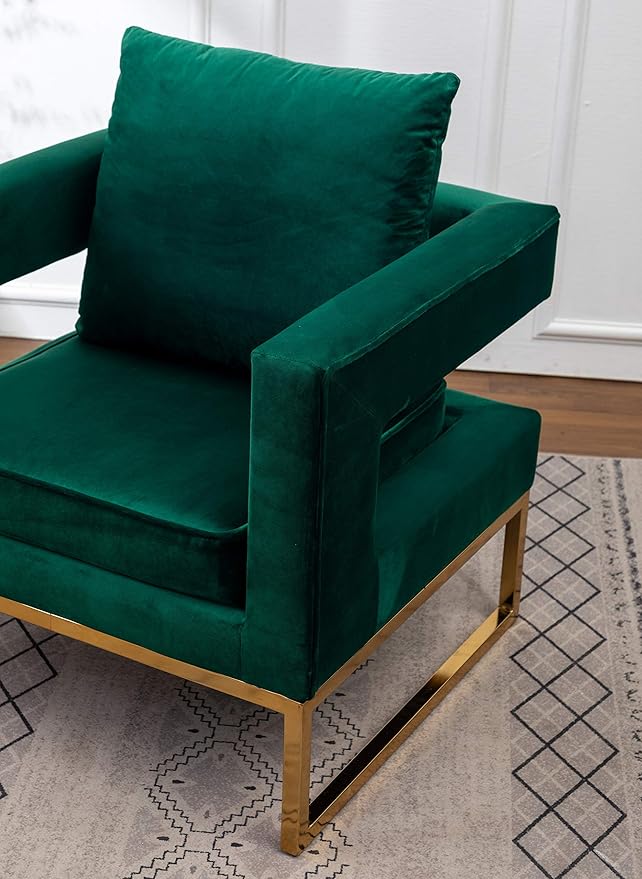 Roundhill Furniture Lenola Upholstered Accent Arm Chair, Green 27.5D x 29.75W x 34.5H in