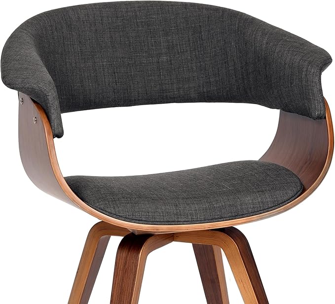 Armen Living Summer Modern Chair in Charcoal Fabric and Walnut Wood - Set of 4