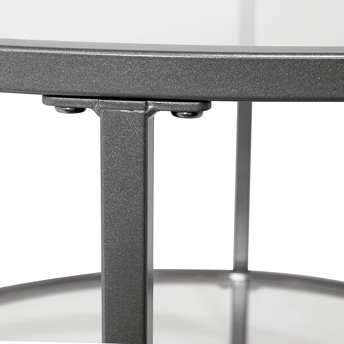 Camber Elite Metal and Glass Round Nesting Coffee Table Set, 35 Inches