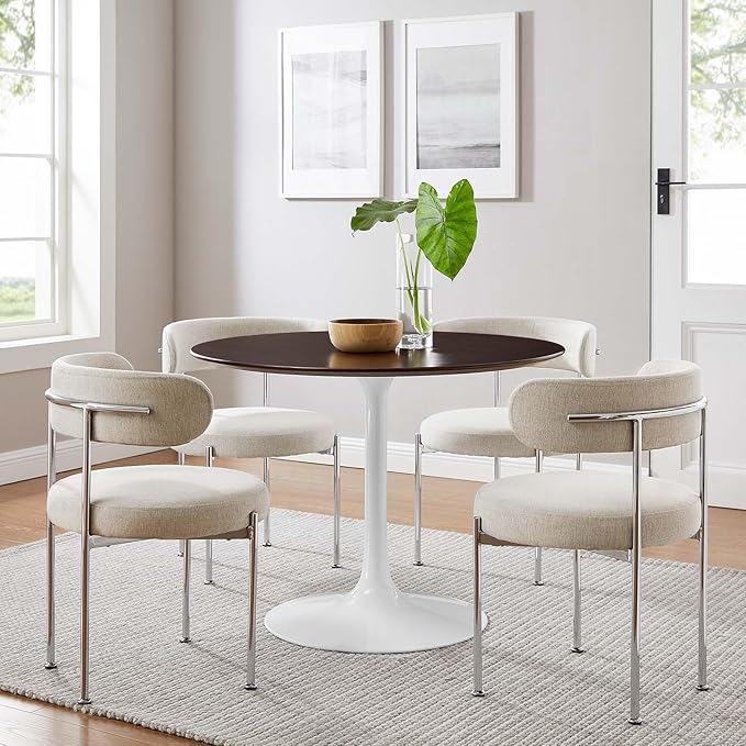 Modway Lippa Dining Table, 40", White Cherry Walnut