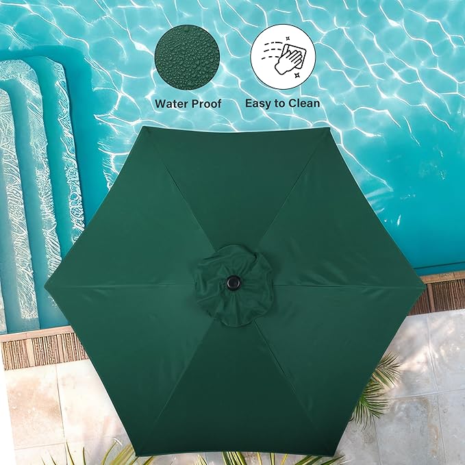 Simple Deluxe 2Pack 7.5ft Patio Umbrella Outdoor Table Market Yard Umbrella with Push Button Tilt/Crank, 6 Sturdy Ribs for Garden, Deck, Backyard, Pool, Green
