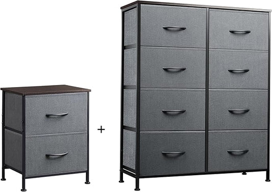 WLIVE 2 Drawer Dresser and 8 Drawer Dresser Set, Storage Tower, Organizer Unit for Bedroom, Hallway, Entryway