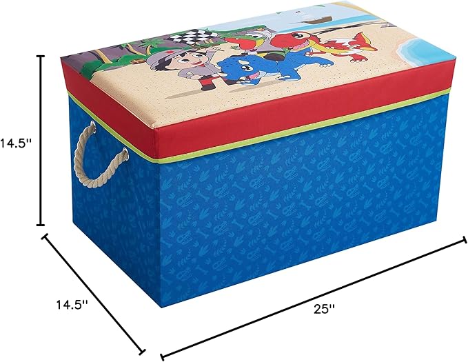 Ryan's World Collapsible Toy Storage Bench and Ottoman, 14.5" H x 14.5" D x 25" L