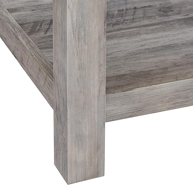 ROCKPOINT Furniture Barn Style Farmhouse Rectangle Accent Coffee Table, Grey wash