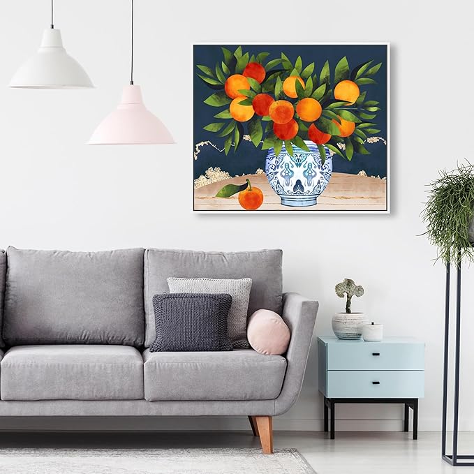 The Oliver Gal Artist Co. Food and Cuisine Wall Art Framed Canvas Prints 'Fruits and Porcelain' Fruits
