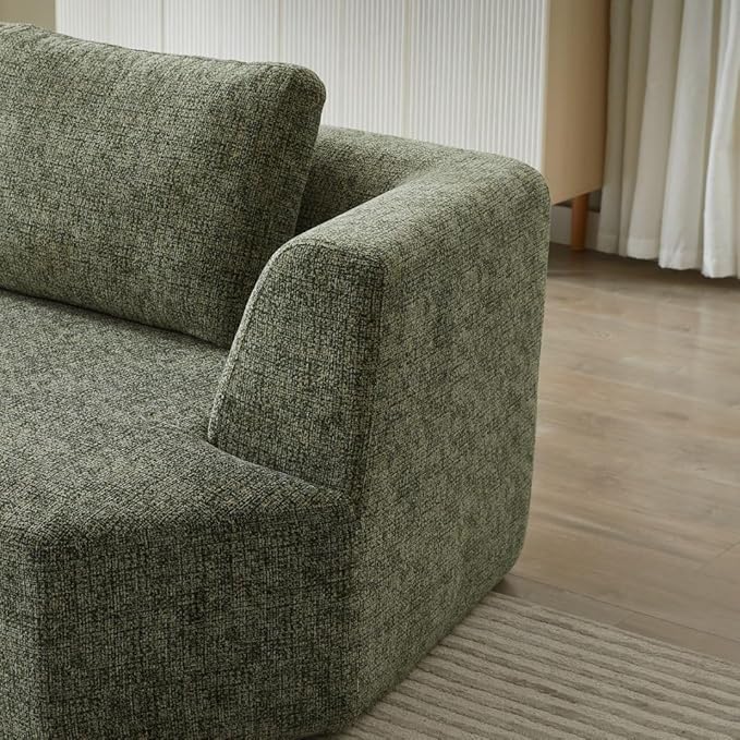 Sofa in a Box Oversized 3 Seater Memory Foam Boneless Couch w/Curved Arms,Plush Chenille Upholstered Cloud Modular Loveseat,No Assembly Needed Compression Sofa