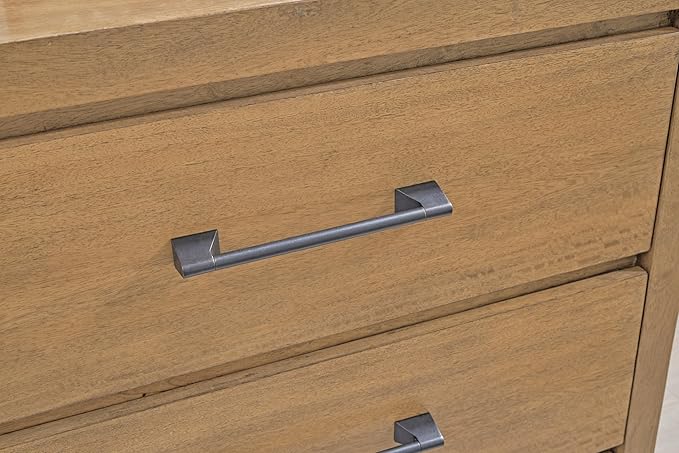 Signature Design by Ashley Sherbana Casual 6-Drawer Dresser and Mirror with Safety Stop and Felt-Lined Top Drawer, Light Brown