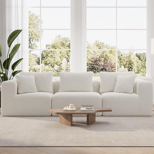 Novilla 106" Modular Sectional Sofa, Modern Cloud Sectional Couch with Smarts Coil® Support, Upholstered Boneless Couch for Living Room Apartments Bedroom, No Assembly Required, Beige (3 Seat)