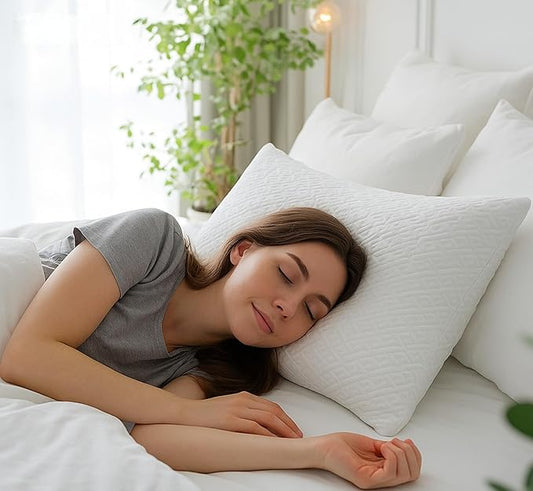 2 Pack Queen Size Rayon Derived from Bamboo Pillows, Cooling Shredded Memory Foam Bed Pillow Sets for Side, Back, Stomach Sleepers, Adjustable, Washable Cover, Queen (Pack of 2)