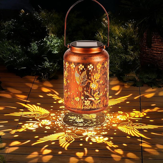 Hummingbird Solar Lanterns Christmas Birthday Gifts for Women Mon Grandma Garden Decor Metal Hanging Solar Lights LED Lamp Waterproof Outdoor Decoration for Yard Patio Lawn Pathway Landscape