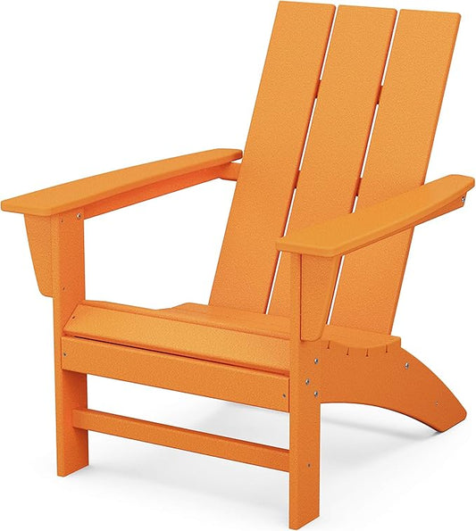POLYWOOD Modern Adirondack Chair – All-Weather Outdoor Lawn Adirondack Chairs – HDPE, Fade-Resistant & Durable Outdoor Furniture – For Patio, Deck & Fire Pit Chairs – Tangerine