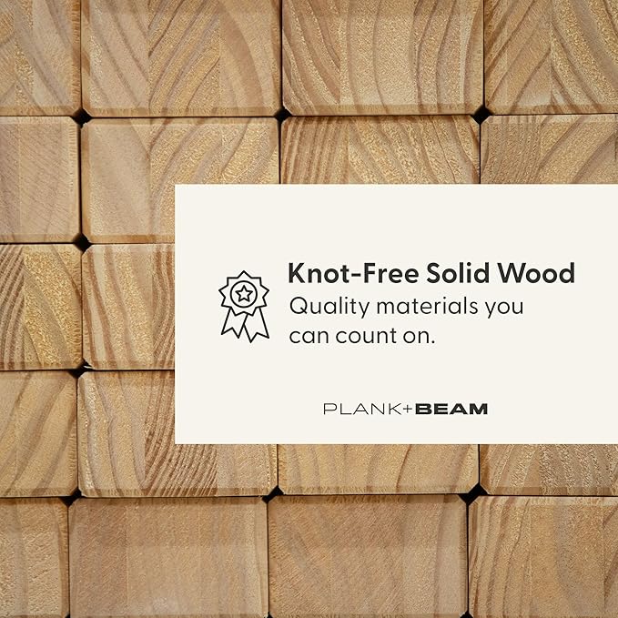 Plank+Beam 72 Inch Modern Solid Wood Dining Table - Solid Pine, Wirebrush Finish, Seats 6, Non-Toxic Finish, Easy Assembly, for Kitchen or Office, Blonde Wirebrush