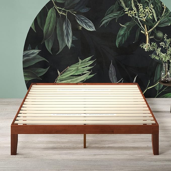 Zinus Wen Wood Platform Bed Frame/Solid Wood Foundation/Wood Slat Support/No Box Spring Needed/Easy Assembly, King