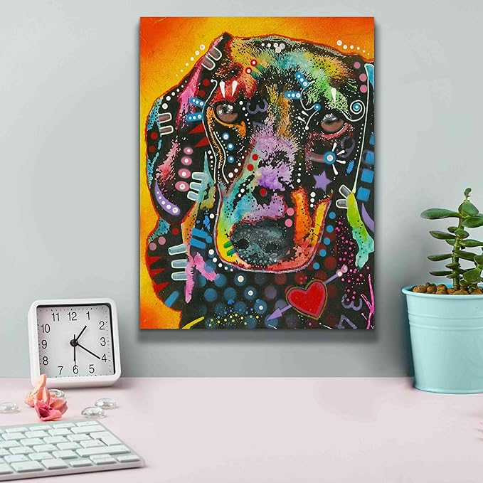 Epic Graffiti 'Brilliant Dachshund' by Dean Russo, Canvas Wall Art, 12"x16"