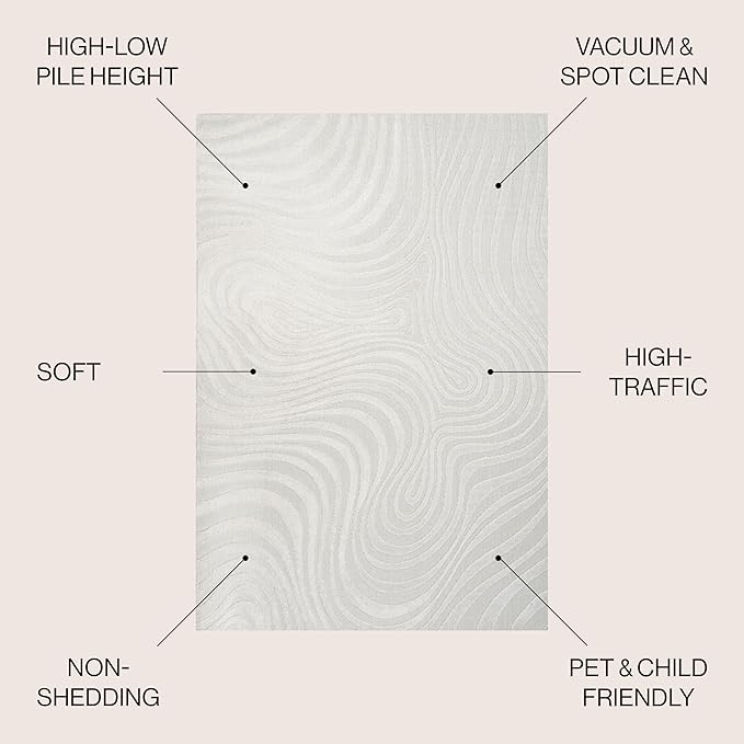 JONATHAN Y Maribo High-Low Abstract Striped Cream/Ivory 9x12 Indoor/Outdoor Area Rug, Pet Friendly, Non-Shedding, Stain Resistant, Easy-Cleaning for Backyard, Patio, Porch (SCN103A-9)