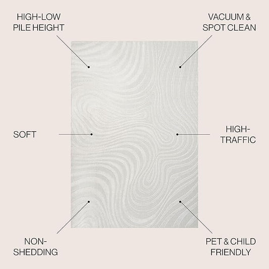 JONATHAN Y Maribo High-Low Abstract Striped Indoor/Outdoor Area Rug 3x5, Cream/Ivory, Contemporary, Modern, Vintage, Bohemian for Bedroom,Kitchen,Living Room,Non Shedding,Easy-Washing (SCN103A-3)