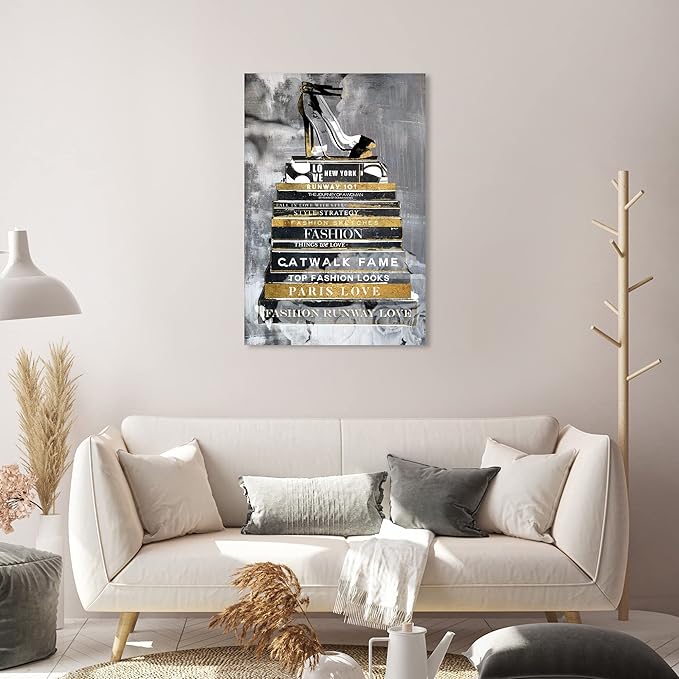 The Oliver Gal Artist Co. Fashion and Glam Wall Art Canvas Prints 'Fashion Thoughts Noir Classic' Shoes