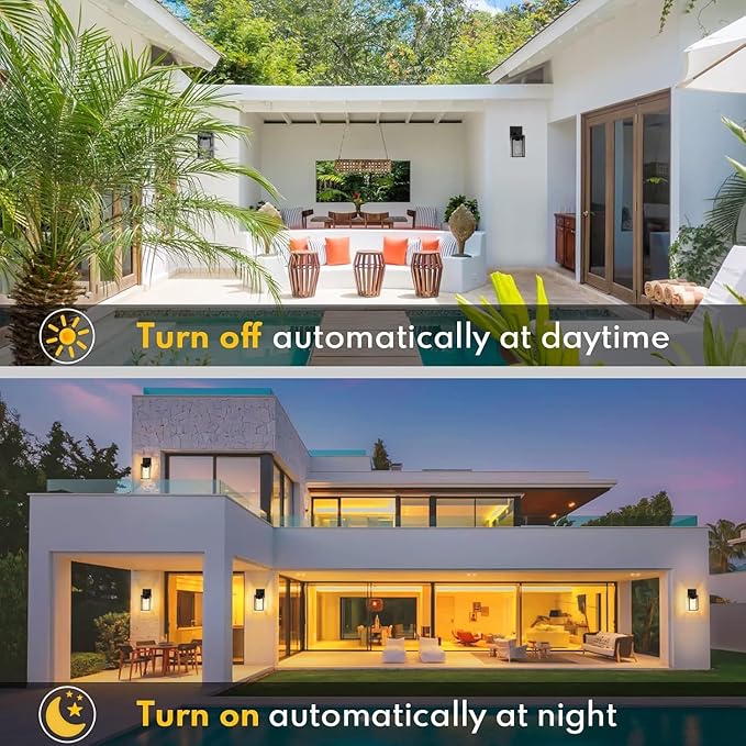 Dusk to Dawn Outdoor Wall Light, Outdoor Lights for House Black Exterior Lighting Fixtures Wall Mount, Aluminum Porch Wall Lanterns Waterproof Outside Light for House Front Door Light