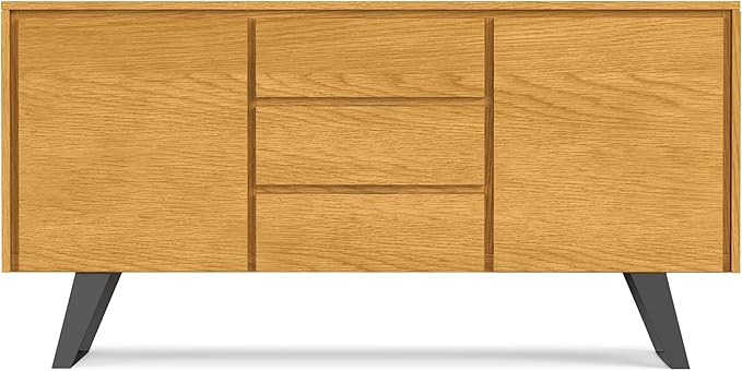 SIMPLIHOME Lowry 60 inch x 17 inch Rectangle Modern Industrial Sideboard Buffet in Oak Veneer for the Dining Room and Kitchen