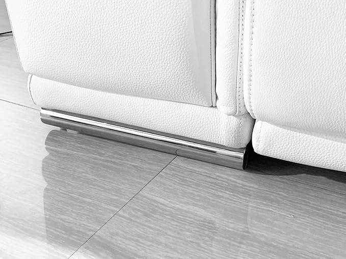 BlackJack Furniture Venice Top Grain Italian Leather Recliner 6 Seater 5 Power 3 Piece Sofa Set with Adjustable Headrests Modern Luxury Seating Sofa, Loveseat and Chair for Living Room Lounge, White