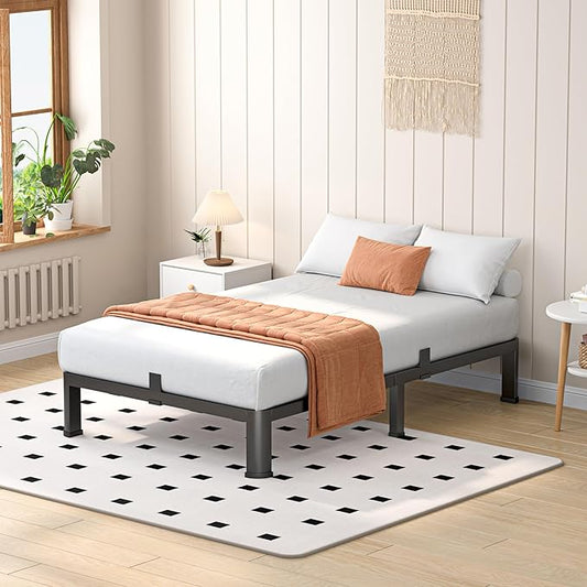 7 Inch Twin Heavy Duty 3500 lbs Bed Frame with Round-Corner Legs & Anti-Squeak Design – Quick Assembly Metal Platform, No Box Spring Needed