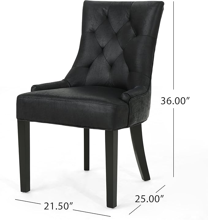 Christopher Knight Home Sarah Traditional Microfiber Dining Chairs (Set of 2), Black