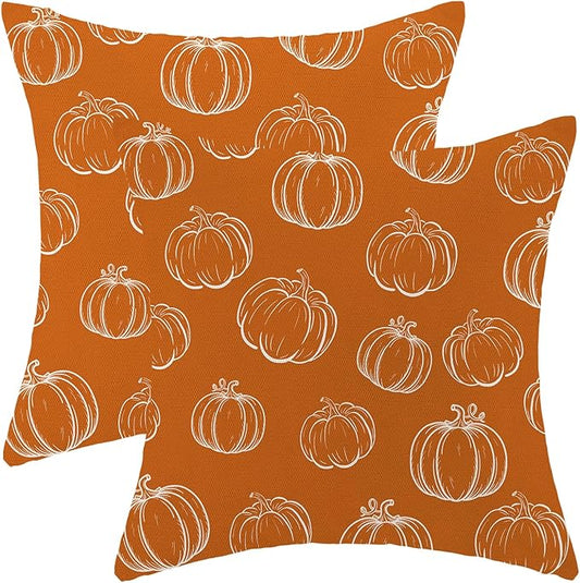 BETGINY Fall Pillow Covers 18X18 Inch Set of 2 for Fall Decor Throw Pillow Covers Orange Pumpkin Cushion Cases Autumn Thanksgiving Decorative Outdoor Pillows for Couch Home Sofa Living Room