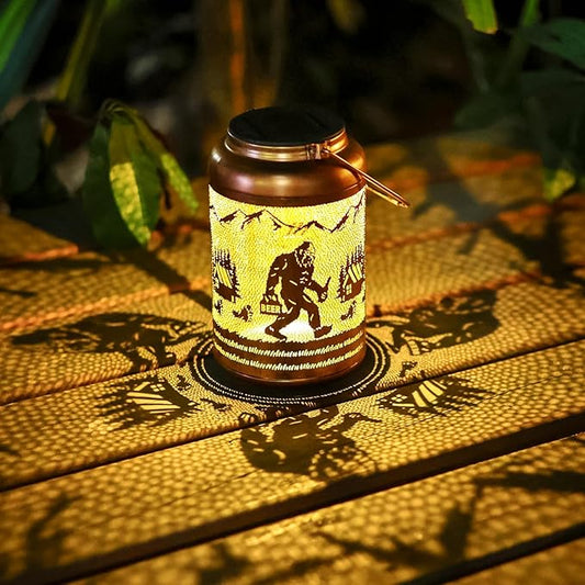 Bigfoot Solar Lanterns Outdoor Waterproof Hanging Solar Lights Big Foot Sasquatch Gifts for Women Men Metal Lantern Decorative LED Light for Yard, Patio, Lawn, Tabletop, Garden Decor