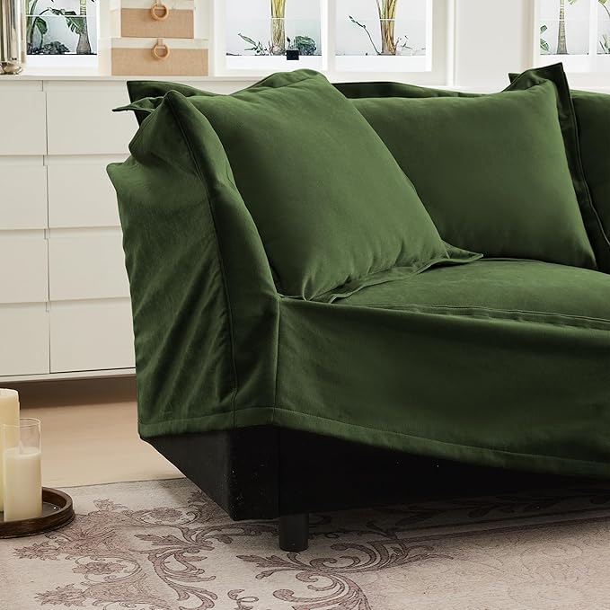 KEIKI Oversized Accent Chair with Ottoman, Chaise Lounge Chair with 2 Pillows, Armchair Sets, Oversized Sofa Bed, Sleeper Couch Reading Chairs for Living Room, Green