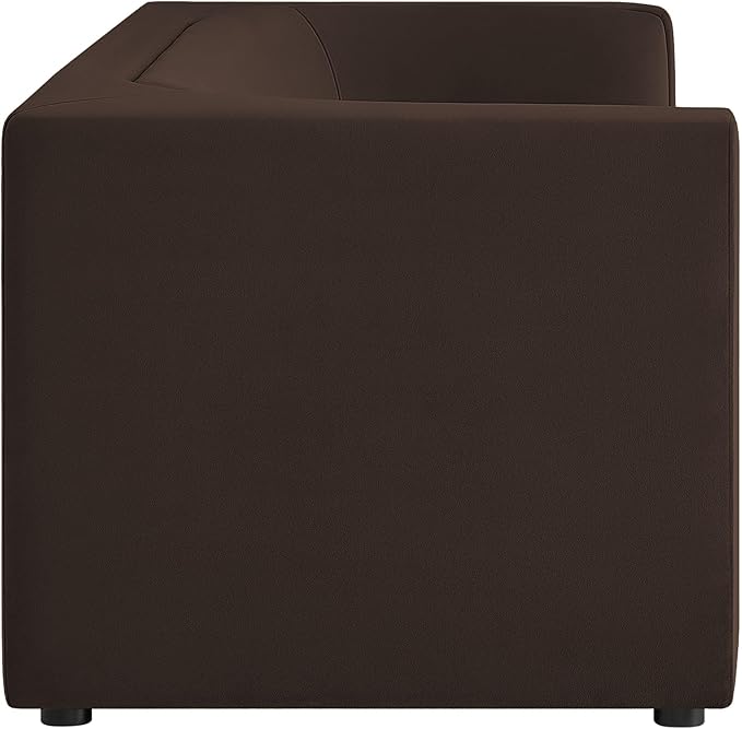 Modway Hilda 86 Inch Modern Curved Back Performance Velvet Sofa in Chocolate Brown – Plush Upholstered 3-Seat Couch for Living Room, Apartment, Office