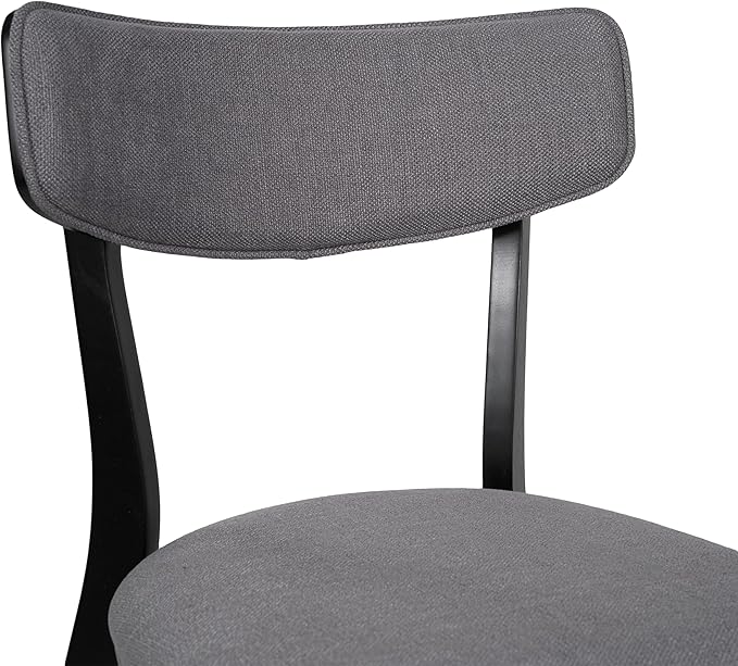 Chazz Upholstered Dining Chairs- Dark Gray/Matte Black (Set of 2)