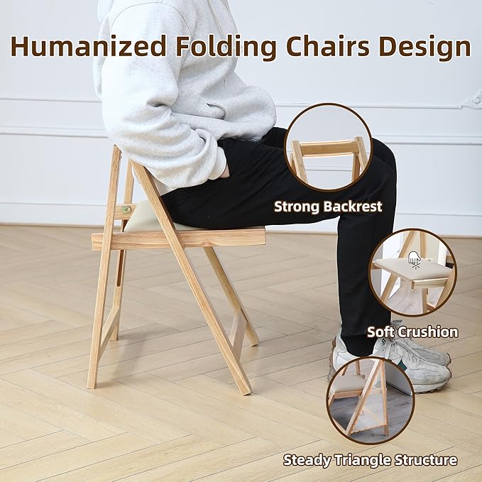 Wood Round Folding Dining Table with 4 Chairs, 47.3" Folding Table and Chairs with Storage Shelf Metal Legs for Home Dining Room Living Room, Space Saving Foldable Dining Table with 4 Chairs