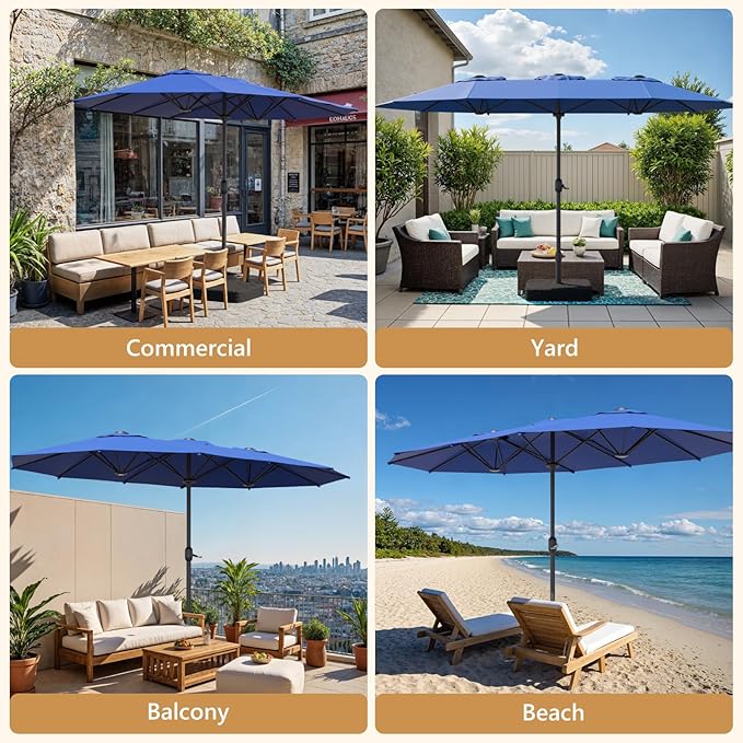 Sannwsg Outdoor Patio Umbrella,Table Umbrella with Push Button Tilt and Crank,Market Umbrella with 8 Sturdy Ribs,Yard Umbrella