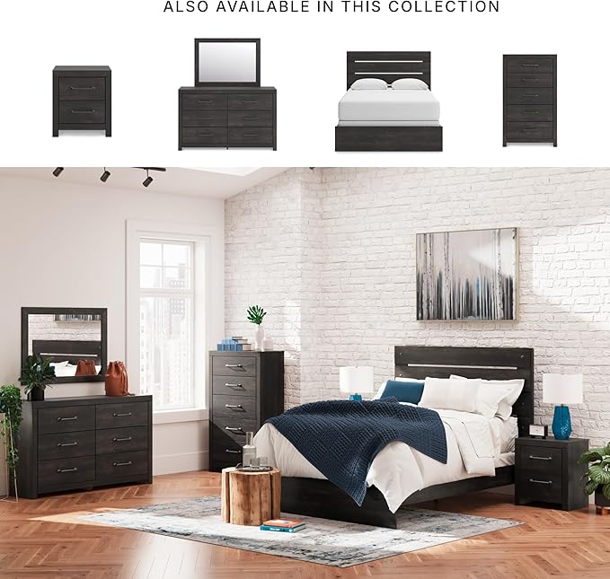 Signature Design by Ashley Delmorta Casual 2-Drawer Nightstand with USB Ports, Gray