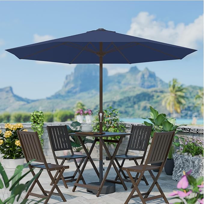 PatioKingdom 11FT Patio Umbrella,Outdoor Umbrella with Push Button Tilt and Crank,Market Table Umbrella with 8 Sturdy Fiberglass Ribs UV Protection