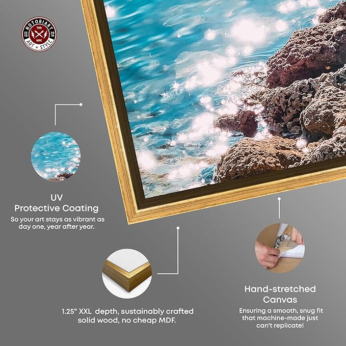 Italian Summer Landscape Photography Canvas Wall Art by Notoriart, Gold Floater Frame, 20"x20"