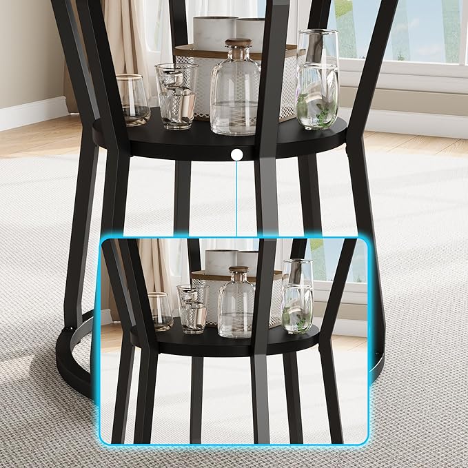 Garvee Round Dining Table for 4-6, 42" Farmhouse Kitchen Table with Storage, Circle Dinner Tables for Kitchen, Dining Room, Living Room, Meeting Room, Apartment